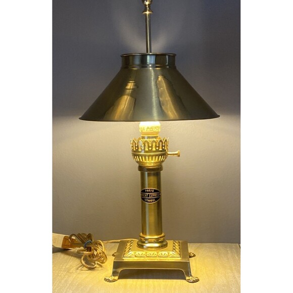 Vintage Paris Istanbul Orient Express Brass Clawfoot  Adjustable Table Lamp 20" - Picture 2 of 15
